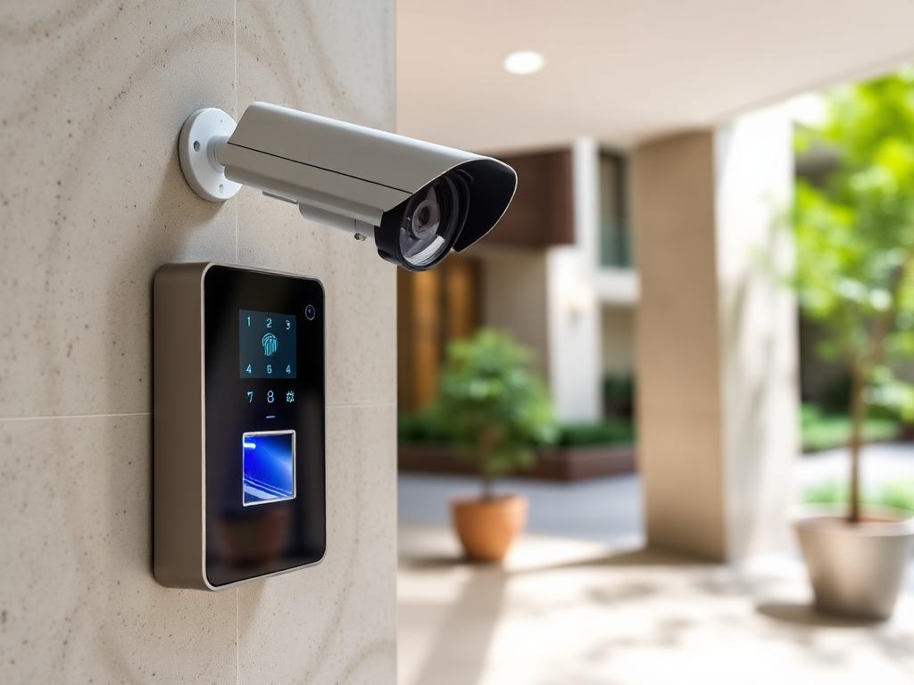 CCTV camera and biometric entry at the hostel gate
