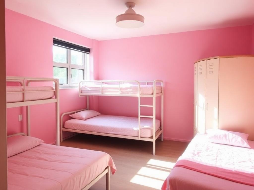 Shared occupancy hostel room with lockers